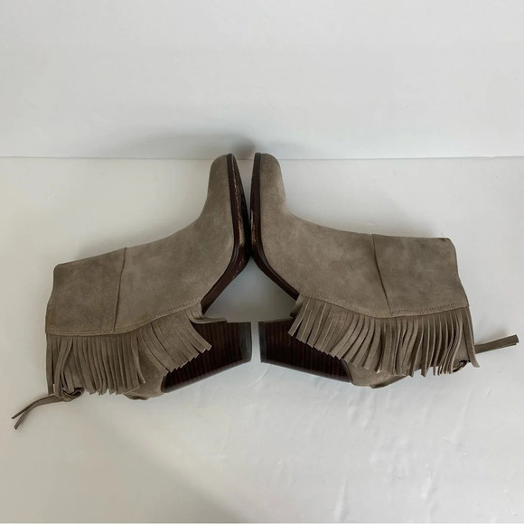 ASH Stone Suede Leather QUICK Pull On Fringe Stacked Heel Boots EU 38 - Picture 11 of 13